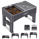 UpSky 2-in-1 elevated bowl stand with adjustable height for growing dogs.