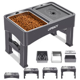 UPSKY 3-in-1 elevated dog bowls assembly shows versatile setup for growing dogs and seniors