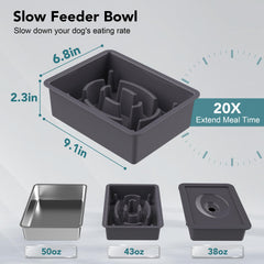 UPSKY slow-feeder oval ridge bowl slows eating for calmer mealtimes