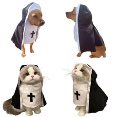 Urnat cat/dog nun costume fabric closeup, soft material enhances pet comfort.