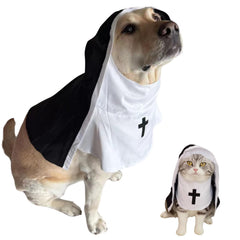 Urnat cat/dog nun costume front view, cozy fit for festive photos and parties.