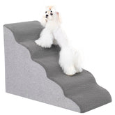 Uross dog stairs gray five-step side view helps small dogs reach the bed