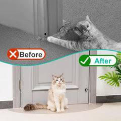 Uross carpet protector in doorway, two-piece set provides pet scratch guard at thresholds.