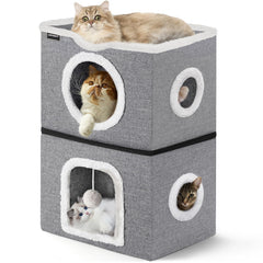 URPOWER 2-story cat bed open sunbathing for relaxed lounging and observation.
