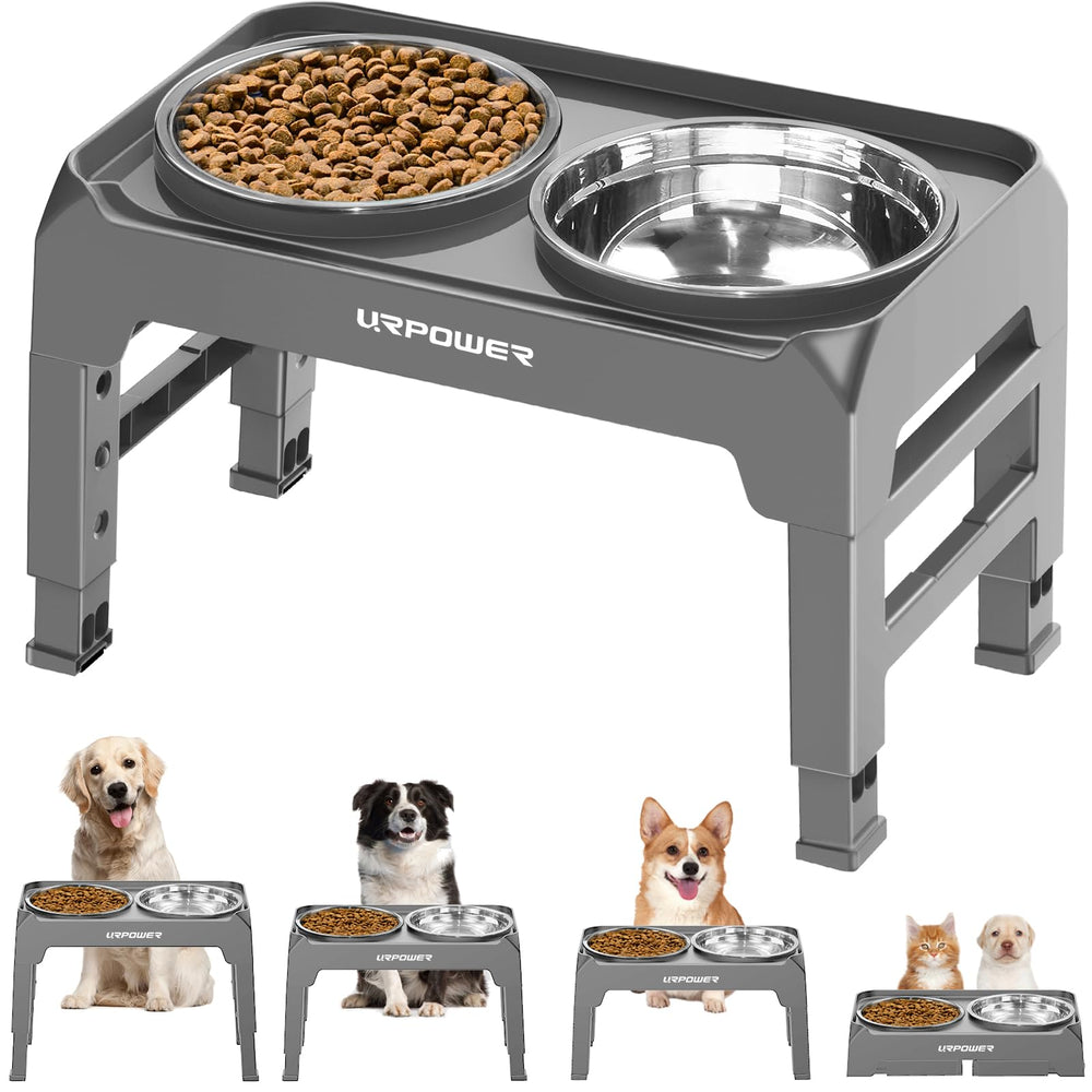 URPOWER 4-height adjustable bowls stand offers varied heights for growing dogs' comfort.