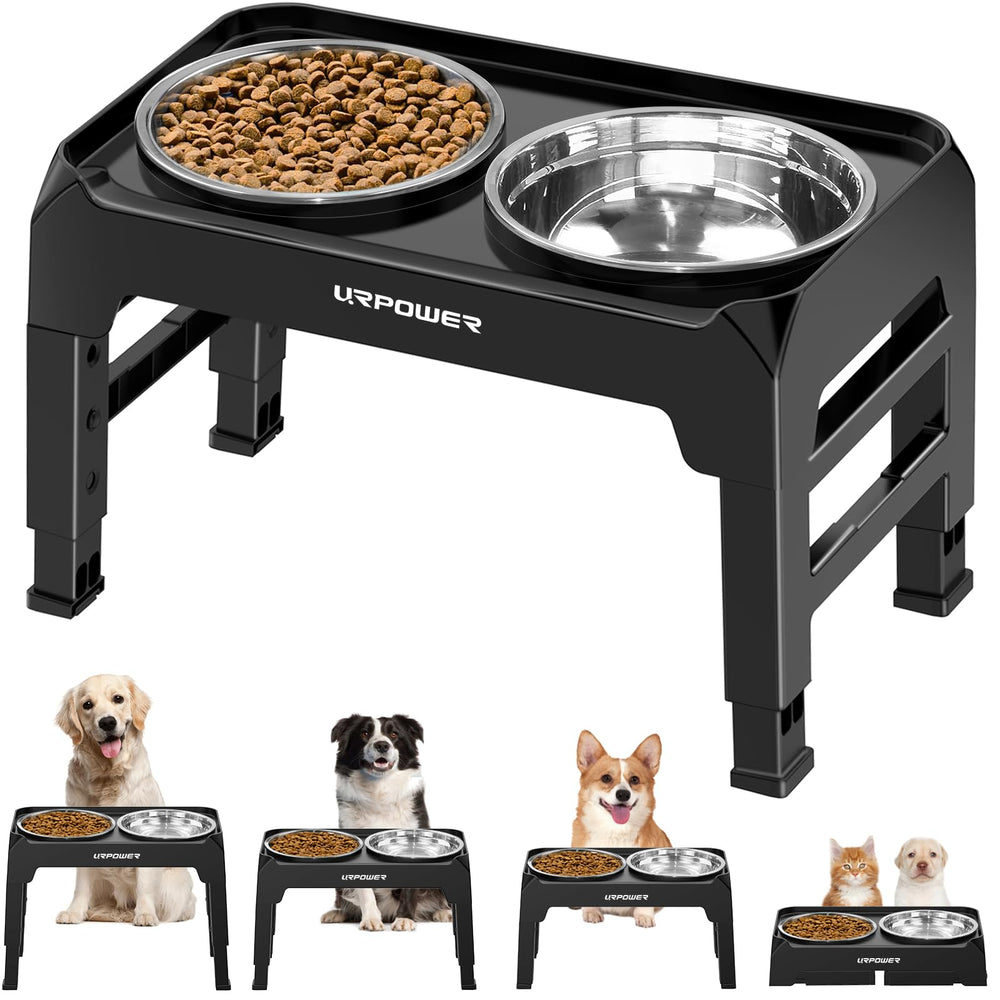 URPOWER elevated bowl stand close-up with non-slip feet for cleaner meals