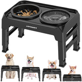 URPOWER elevated-dog-bowls setup front view for comfortable feeding height