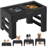 URPOWER elevated dog bowls stand showing adjustable height for growing pets.