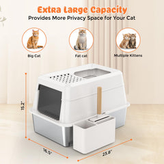 URPOWER enclosed metal litter box in semi-enclosed setup for ventilation.