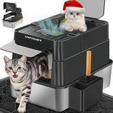 URPOWER litter box stainless steel lid view highlights rust-free, easy-clean surface