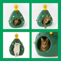 Ushang Pet Christmas Tree Cat Bed demonstrates versatility for small dogs and other tiny pets.