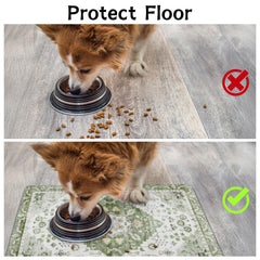 Usnfhcaw pet-food-mat-waterproof-floor-protector guards floors against leaks and damp paw prints.