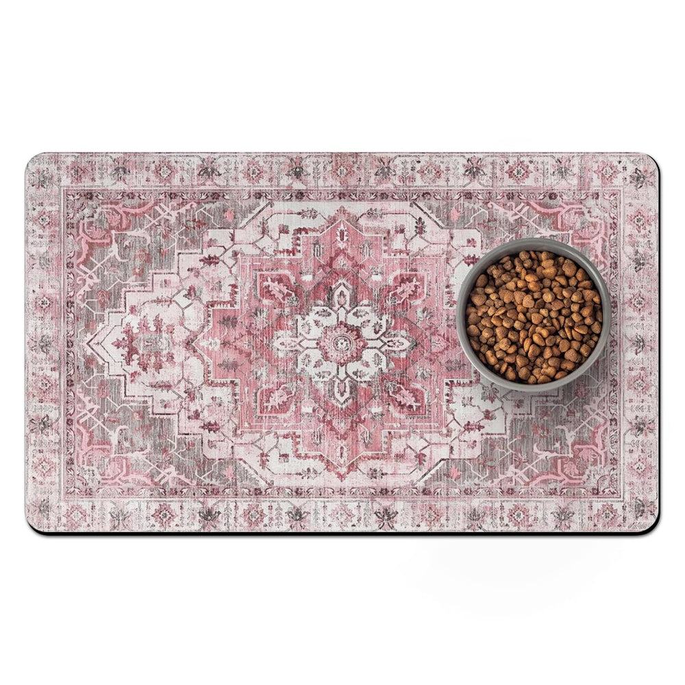 Usnfhcaw pet-food-mats absorbent dog-mat keeps spills quick-drying for a cleaner feeding area.