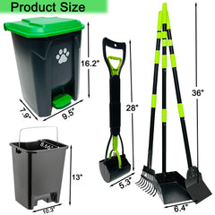 UUIXXYG long-handle metal pooper scooper reduces bending for comfortable yard cleaning.