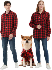 UUREED dog plaid shirt front view for stylish park outings