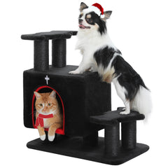UYMI Gothic 3-in-1 dog stairs cat tower condo helps pets reach beds safely.