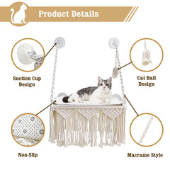VAESCOL Cat Window Perch Suction Cups demonstrate secure mounting and space-saving setup.