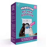 Vamoosh Pet Hair Dissolver box pack3—three sachets for quick, mess-free pet hair management.