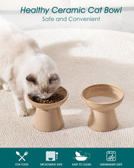 Vancasso ceramic elevated cat bowls 2-pack water bowl close-up for easy hydration