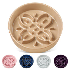 Vancasso ceramic slow-feeder bowl with floral maze slows meals while remaining stylish.