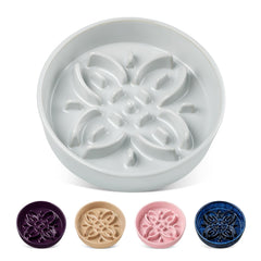 Vancasso ceramic slow-feeder bowl with floral maze slows meals for calmer eating