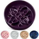 Vancasso ceramic slow-feeder bowl with floral maze slows meals for better portion control.