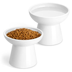 Vancasso elevated cat bowls 2-pack pack shot, showing two bowls for balanced meals