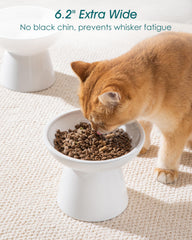 Vancasso elevated cat bowls 2-pack whisker-fatigue design reduces whisker contact