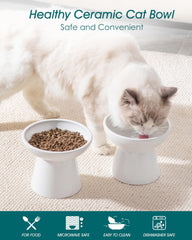Vancasso elevated cat bowls 2-pack wide-opening-6-2-inch highlights whisker-friendly dining