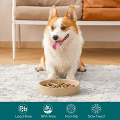 Vancasso puzzle bowl design aids controlled portions for mid-size dogs.
