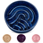 Vancasso slow feeder dog bowl blue front view shows anti-slip base for stable meals