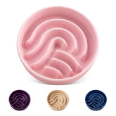 Vancasso slow feeder dog bowl pink front view supports slower eating for mindful meals.