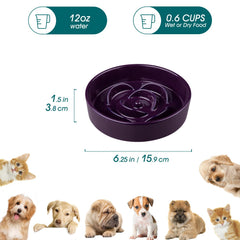 Vancasso slow feeder dog bowl ridges closeup shows puzzle design slowing meals.