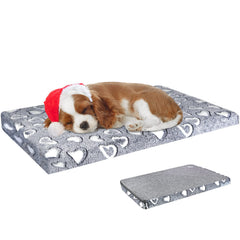 VANKEAN reversible dog bed mat gray plush side for cozy warmth in crates.