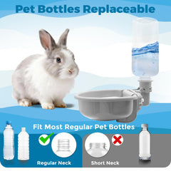 Vannon gravity water bottle demonstrates automatic flow for small pets.