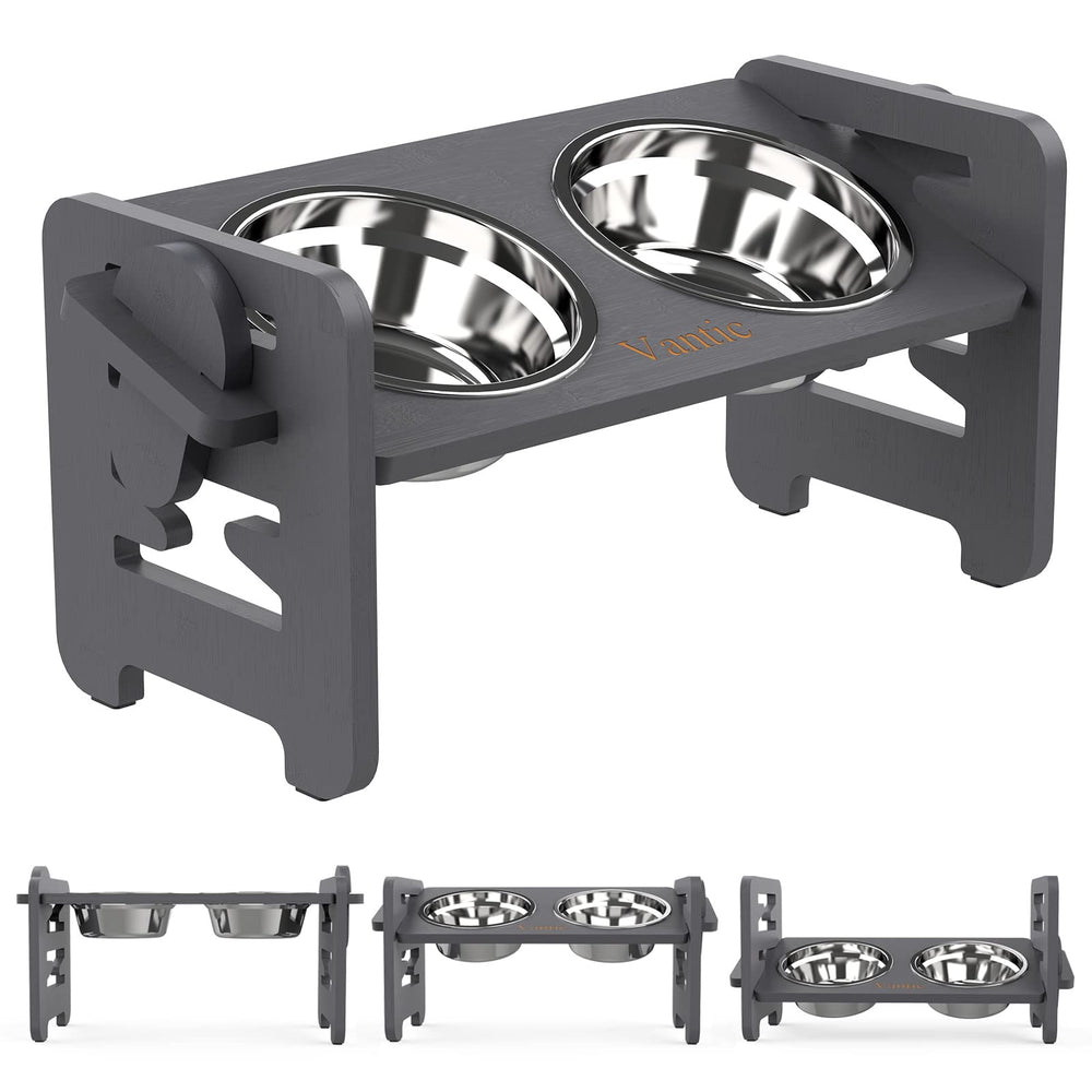 Vantic elevated dog bowls with adjustable height for comfortable feeding posture.