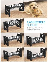 Vantic Elevated Dog Bowls bamboo-frame close-up showing sturdy stand