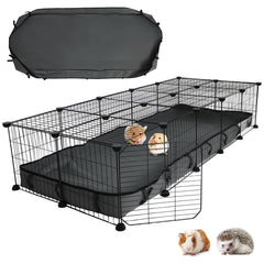 Varrisin 24-panels guinea pigs cage setup shows modular, spacious habitat for multiple pets.