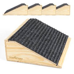 VavoPaw dog ramp side view shows sturdy wood frame for stable stair access.