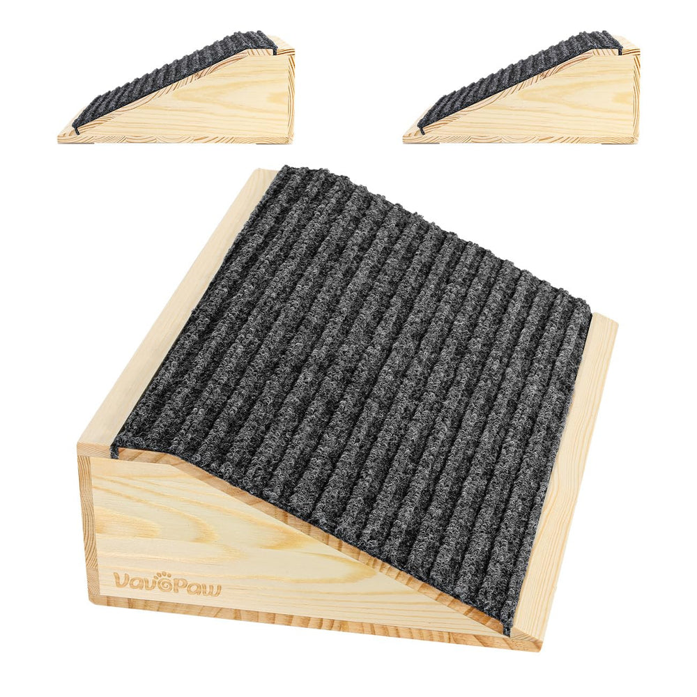 VavoPaw wooden dog ramp side view for easy climbs and sturdy support.