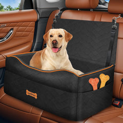 VavoPaw medium dog car seat front view, showcasing elevated cushion for window view.