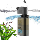 VCRAZE submersible filter front view shows compact, quiet design for home aquariums.