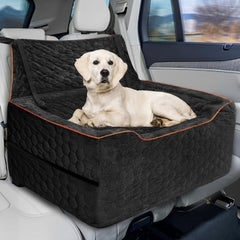Vdamu dog booster seat on backseat setup for comfortable travel.