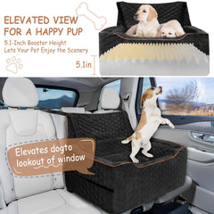 Vdamu booster seat storage pockets shown for pet essentials.