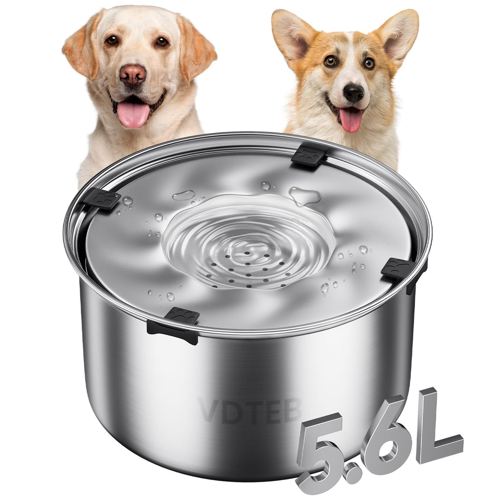 VDTEB 1.5gal spill-proof dog water bowl reduces splashes for messy drinkers
