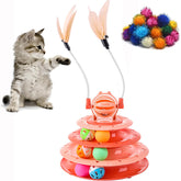 Vealind Cat Toy Roller showing a 4-level turntable for mental stimulation during play