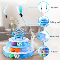 Vealind Cat Toy Roller blue pom pom balls add colorful tactile play