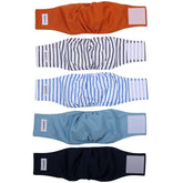 Vecomfy Belly Band Pack Five Wrap shows five reusable wraps for reliable male dog protection.