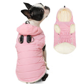 Vecomfy dog hoodie front view showing built-in harness for secure winter walks