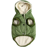 Vecomfy fleece-lined hoodie green XS front view shows cozy warmth for small dogs